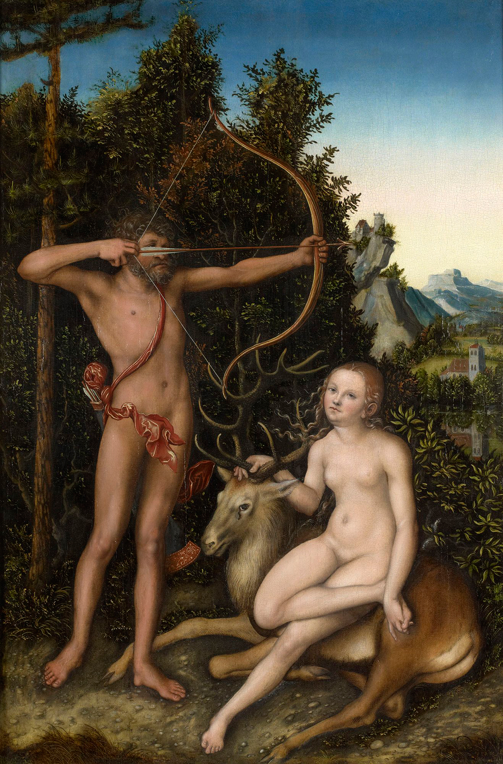 Apollo and Diana in Detail Lucas Cranach